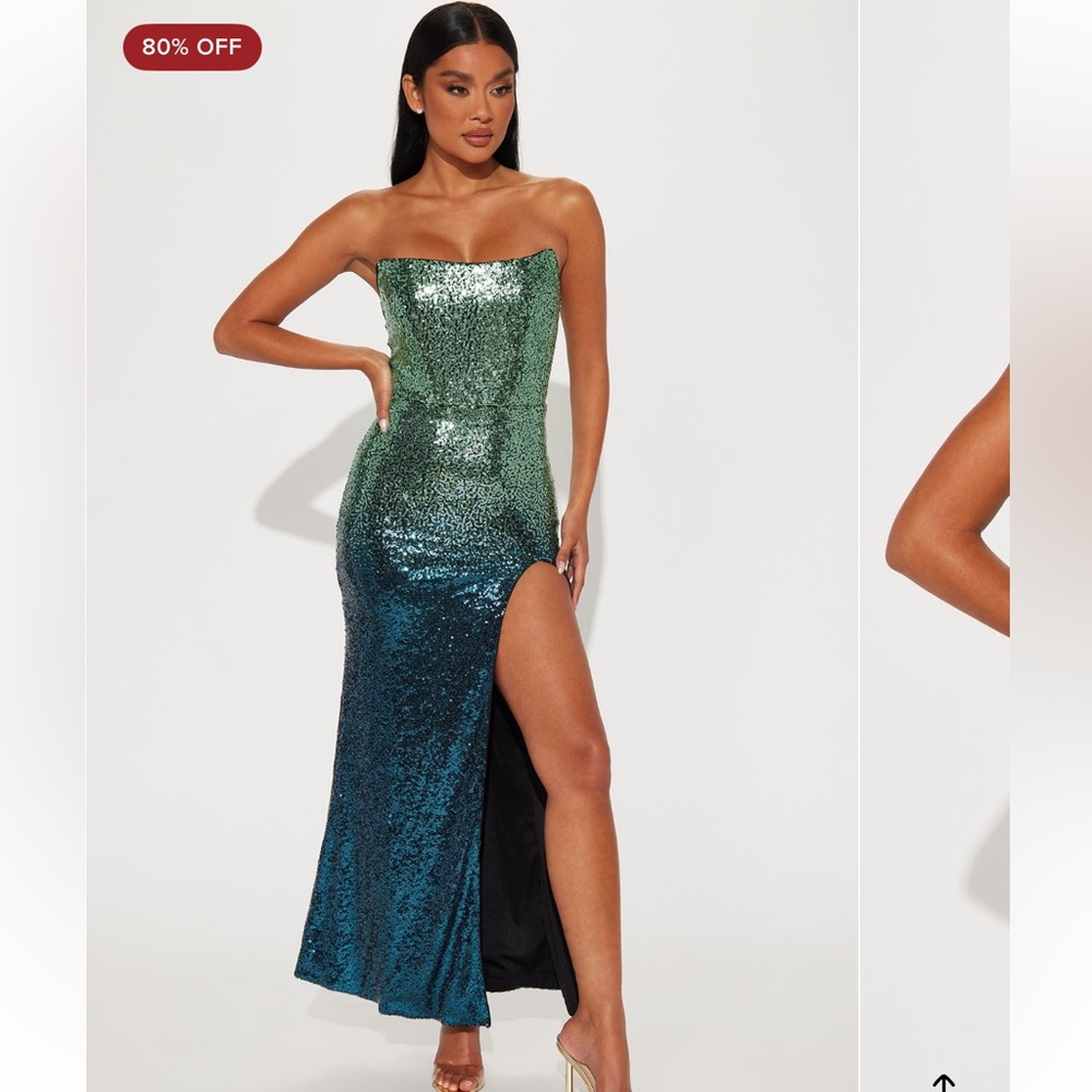 *NWT*Fashion Nova BEAUTIFUL sequin ombré blue turquoise dress.